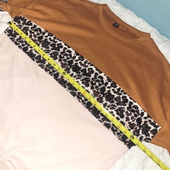 New Shein Leopard Color Block Blouse 2X - Picture 6 of 8